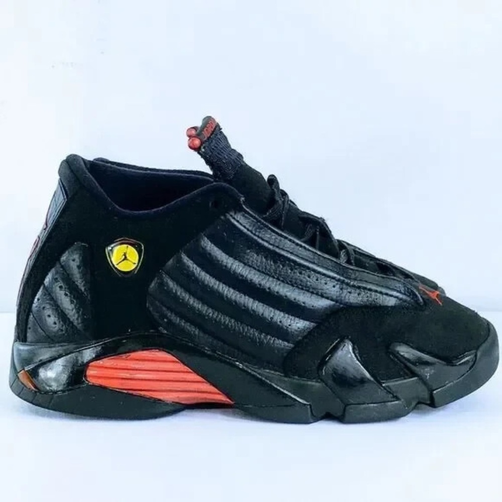 Air Jordan 14 XIV Retro GS Black Red Bred Leather Last Shot Sz 5Y Womens 6.5